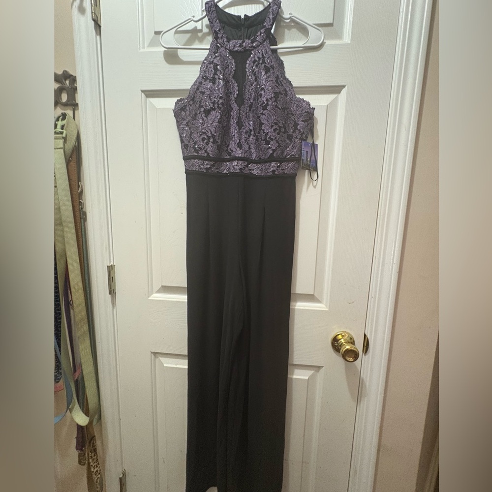 Night Way Collections Lavender Lace Jumpsuit
